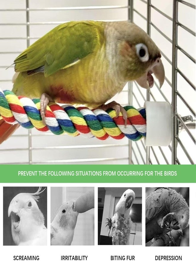 LCJAOF Bird Rope Perch - 40CM/15.7inch Colorful Perches Climbing Standing Bungee Rope Perches Chew Toys for Cockatiels Parrots - Image 5